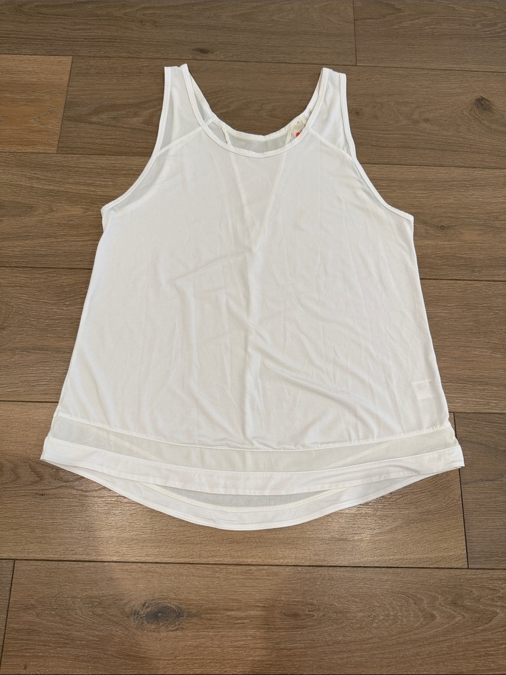 Zella White Layered Mesh Hem Athletic Tank Top Size Large